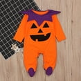 thumbnail image 2 of Vividxx Baby Girl Boy Halloween Onesie Sleeveless Pumpkin Romper Ruffle Bodysuit Jumpsuit Cute Halloween Clothes Solid Color O-Neck Lovely Dailywear, 2 of 6