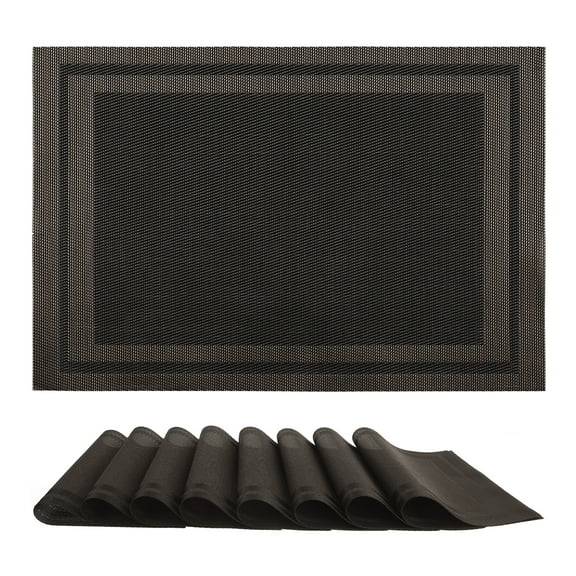 Unique Bargains Vinyl Placemats for Table Decor Washable Table Placemats 8pk Black 18x12in