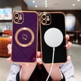 thumbnail image 3 of Compatible with Magsafe Case for iPhone 11,Love Heart Pattern Electroplated Design Soft TPU Shockproof Protective Full Camera Lens Protection Magnetic Case for iPhone 11-Black, 3 of 13