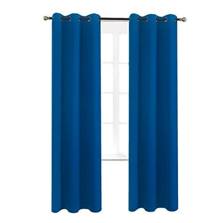 Aquazolax Blackout Curtain Panels for Sliding Door - Solid Thermal Insulated Grommets Blackout Draperies/Drapes for Kids' Room, 1 Pair, 42W x 72L Inch, Royal Blue