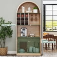 thumbnail image 6 of COSVALVE 71" Farmhouse Coffee Wine Bar Cabinet Liquor Cabinet Wine Glasses Rack Buffet Sideboard for Kitchen,Home Dining Room(Natrual Oak), 6 of 13