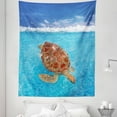 thumbnail image 1 of Turtle Tapestry, Sea Turtle Chelonia Mydas on Water Surface Caribbean Beach Tropics, Fabric Wall Hanging Decor for Bedroom Living Room Dorm, 5 Sizes, Violet Blue Pale Brown, by Ambesonne, 1 of 1