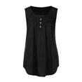 thumbnail image 3 of WNEGSTG Womens Henley Neck Flowy Pleated Blouse Button Sleeve Tank Top Black, 3 of 6