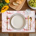 thumbnail image 4 of Pink Flower Placemats Set of 8, Watercolor Floral Botanical Line Drawing Print Placemats for Dining Table, Place Mats for Kitchen Tabletop, Waterproof Wipeable Dining Table Mats Set, 4 of 9