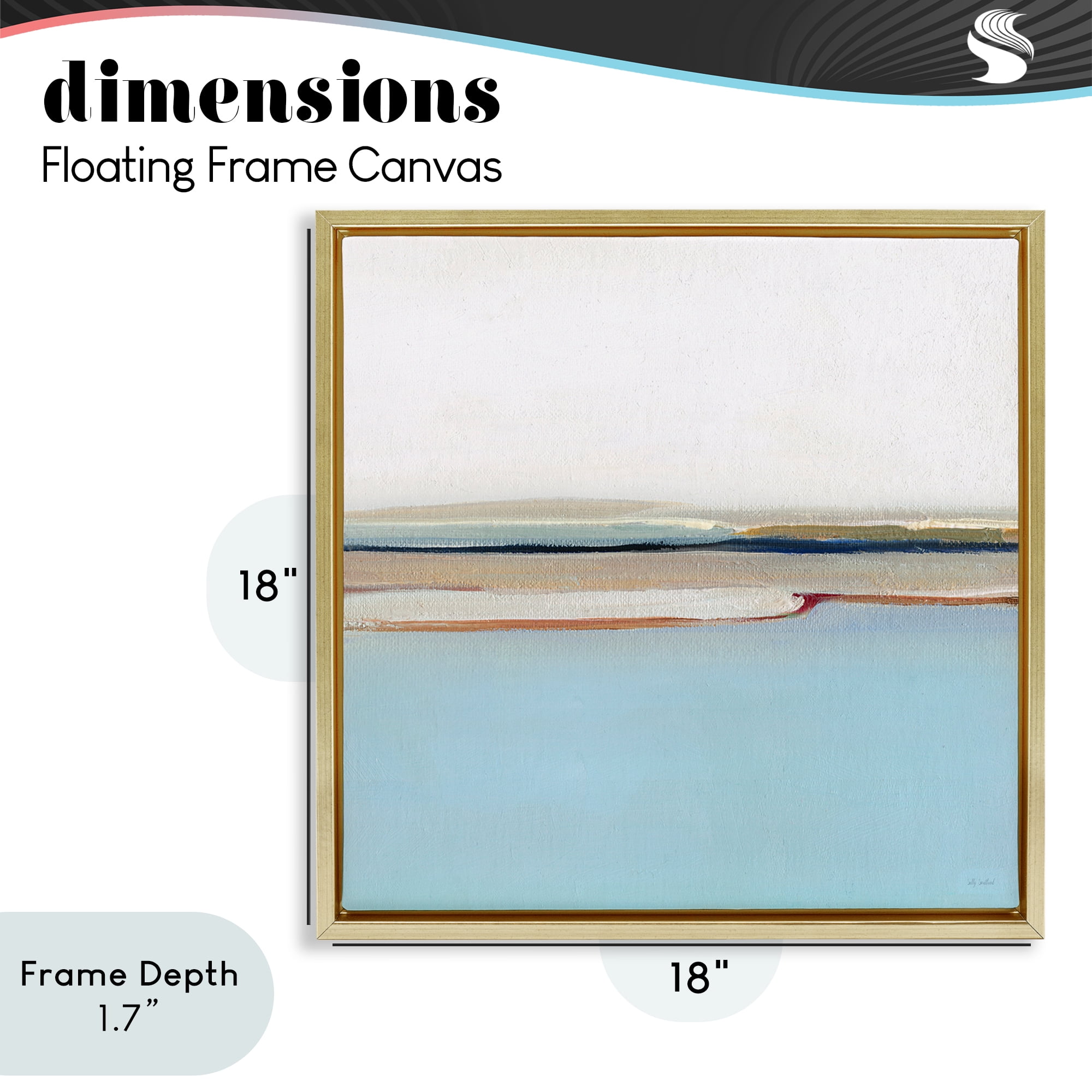 Stupell Industries Serene Minimal Shoreline at Dawn Gold Framed Floater Canvas Wall Art, design by Sally Swatland