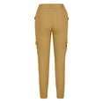 thumbnail image 7 of Women's Casual High Waist Solid Straight Leg Cargo Pants Multi Pocket Camouflage Outdoor Stretchy Capris Pants Yellow,M, 7 of 7