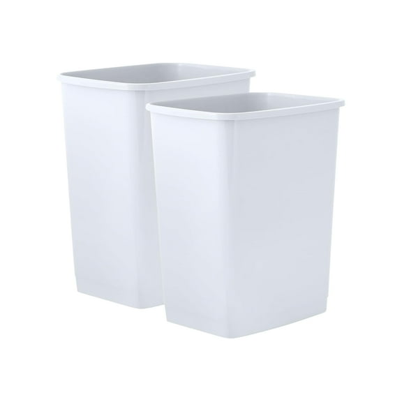 Superio 1.25 Gal Mini Plastic Trash Can, Small Waste Bin for Countertop, Desk, Vanity, Bathroom 5 Quart (2, White)