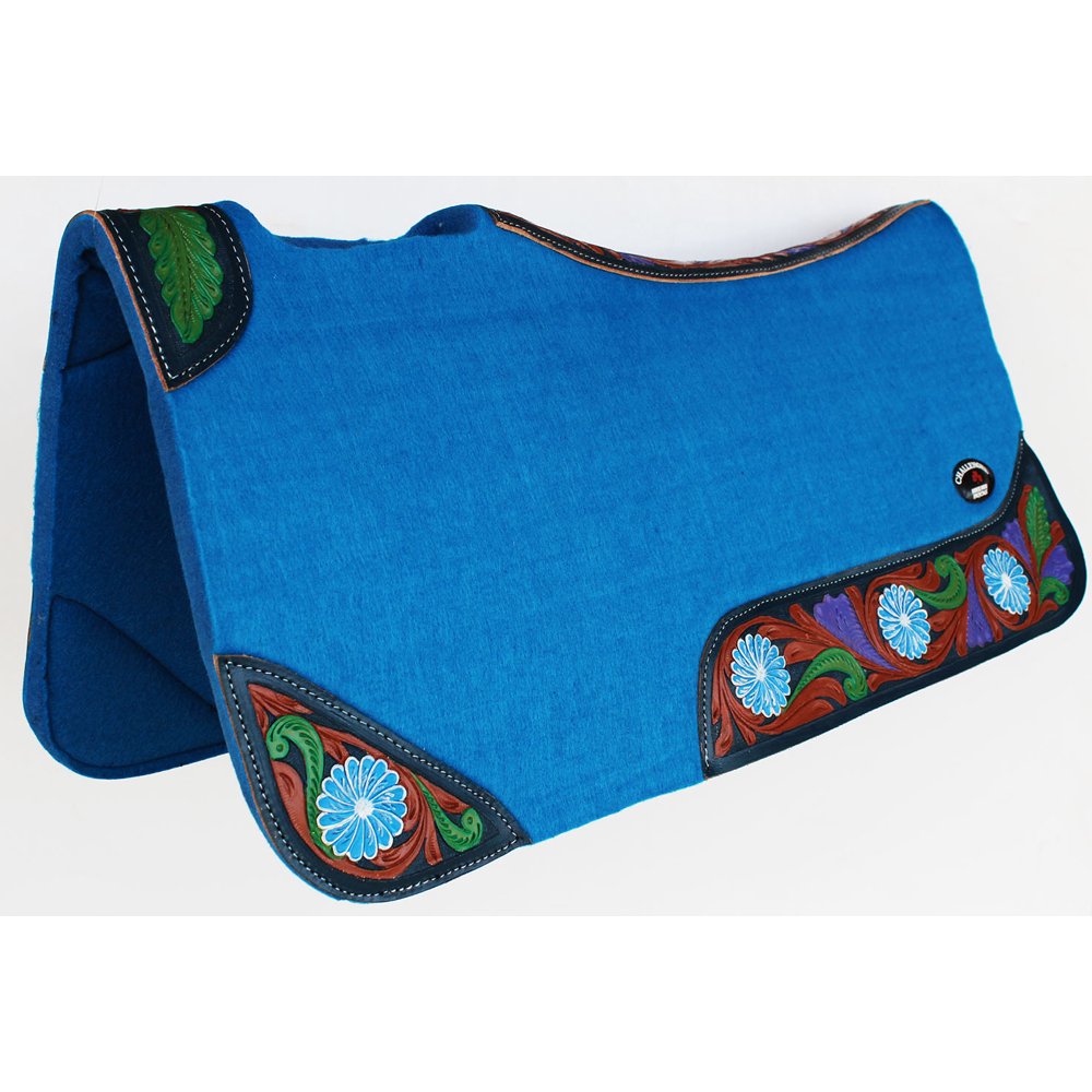 Horse SADDLE PAD Western Contour Wool Felt Therapeutic Turquoise 32"x32
