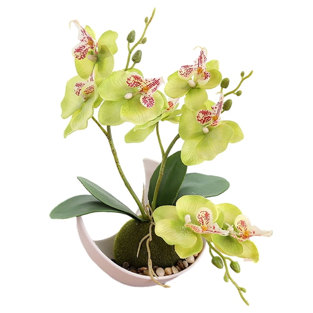 Bonsái de phalaenopsis de tres puntas, planta decorativa de flores artificiales, planta verde en maceta, decoración del hogar
