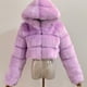 thumbnail image 1 of Abrigos y chaquetas de piel sintética recortados peludos de alta calidad para mujer, abrigo superior esponjoso con capucha, chaqueta de piel de invierno, abrigo femenino, 1 of 4