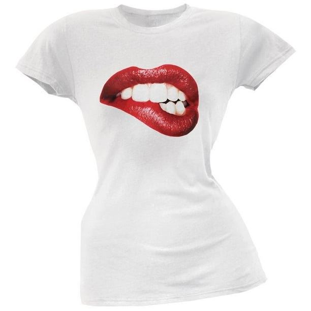 Old Glory - Sexy Lips White Soft Juniors T-Shirt - Large - Walmart.com - Walmart.com