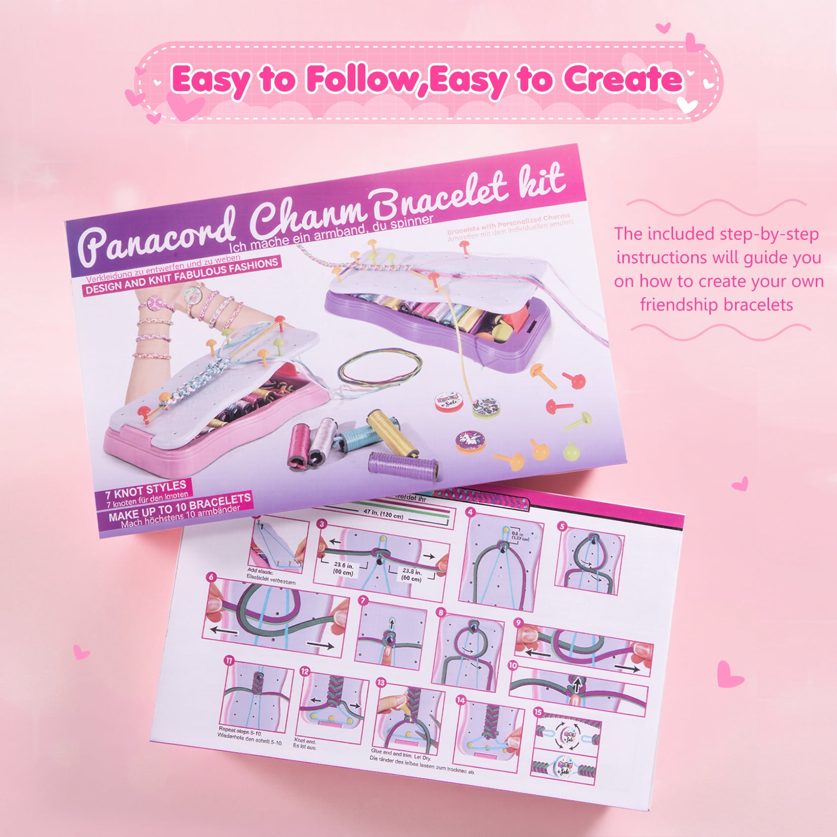 HiberyHom Friendship Bracelet Making Kit for Girls, DIY Arts and Crafts Kit for Kids, Birthday Gifts Party Activity Toys Set for Teen Girl