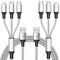 thumbnail image 2 of Cable de Carga Múltiple USB 4 Pies, Nailon de Aluminio 3 en 1, Universal con Conectores Tipo C/Micro/Lighting iOSB para la Mayoría de Teléfonos y Tabletas, 2 of 8