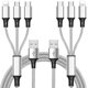 thumbnail image 2 of Cable de Carga Múltiple USB 4 Pies, Nailon de Aluminio 3 en 1, Universal con Conectores Tipo C/Micro/Lighting iOSB para la Mayoría de Teléfonos y Tabletas, 2 of 8