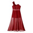 thumbnail image 5 of Manyakai Kids Flower Girls One Shoulder Romper Dress Wedding Banquet Party Maxi Ball Gown Dancewear Burgundy 14, 5 of 7