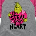 thumbnail image 3 of The Grinch - I'd Steal Your Heart  - Toddler & Youth Girls Raglan Graphic T-Shirt, 3 of 5