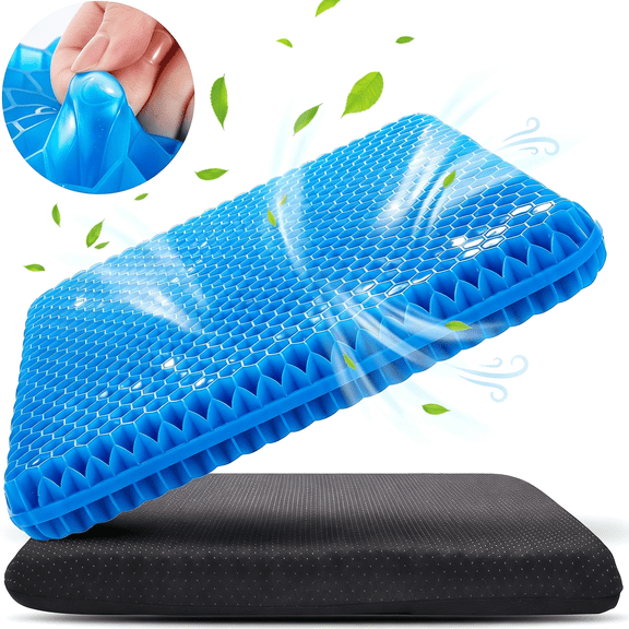 Gel Seat Cushion for Long Sitting, Extra Large 19.7" x 19.7", Thick Breathable Comfort Pad for Office Chair, Car & Wheelchair, Hip & Tailbone Support, Washable Cover