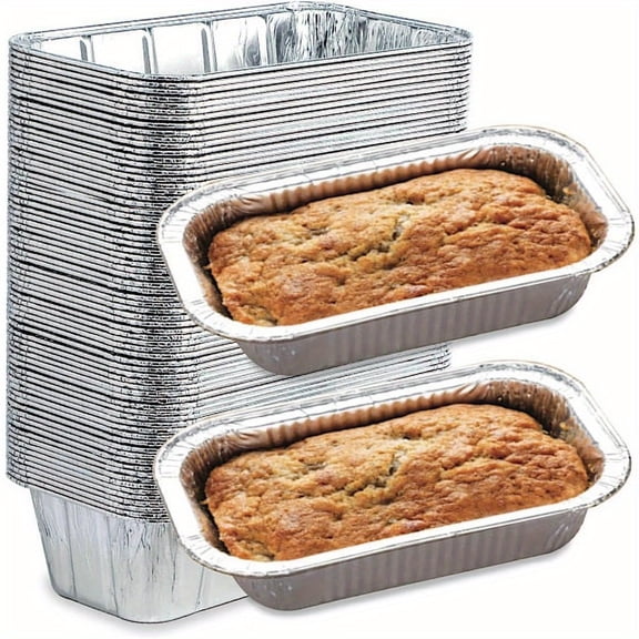 25 Pack 2LB Aluminum Foil Bread Pans 8.5x4.5x2.5 Inches – Disposable Baking Pans for Banana Bread, Cakes, and Meatloaf