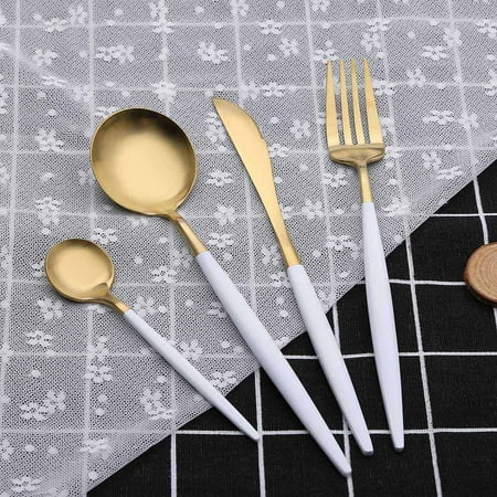 

Thsue Portugal Style Stainless Flatware Fork Spoon Cutlery Tableware 4 Pcs Sets