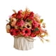 thumbnail image 2 of Ramo de rosas artificiales de seda multicolor en jarrón de cerámica | Flores artificiales para decorar la mesa de la boda, la oficina o el hogar | Centro de mesa con maceta sin riego, 2 of 6