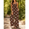 thumbnail image 5 of Women'S Brown Polka Dots Jumpsuits Sleeveless Spaghetti Strap Loose Baggy Wide Leg Overalls Romper, 5 of 6