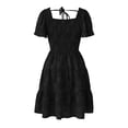 thumbnail image 5 of YuXingFu Plus Size Summer Dresses for Women Mid-Length Crew Neck Plus Size Womens Dress Short Sleeve Floral Casual Summer Black S, 5 of 6