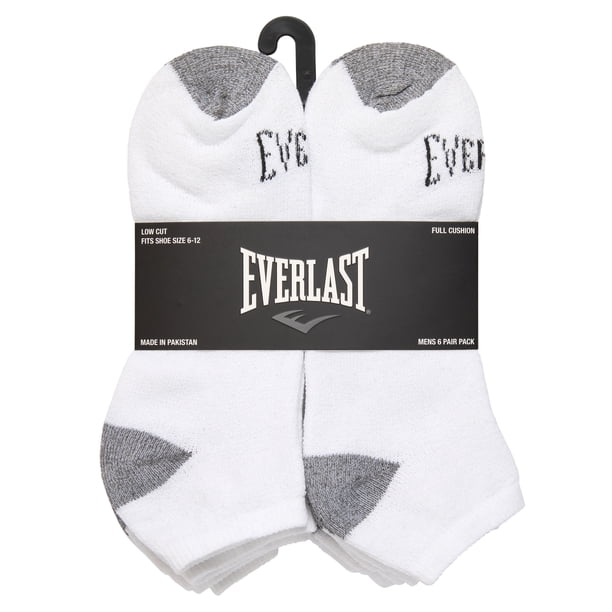 6 Pares de Calcetines Everlast de Corte Bajo y Cojín Completo para Hombre, Talla 10-13 (Blanco)