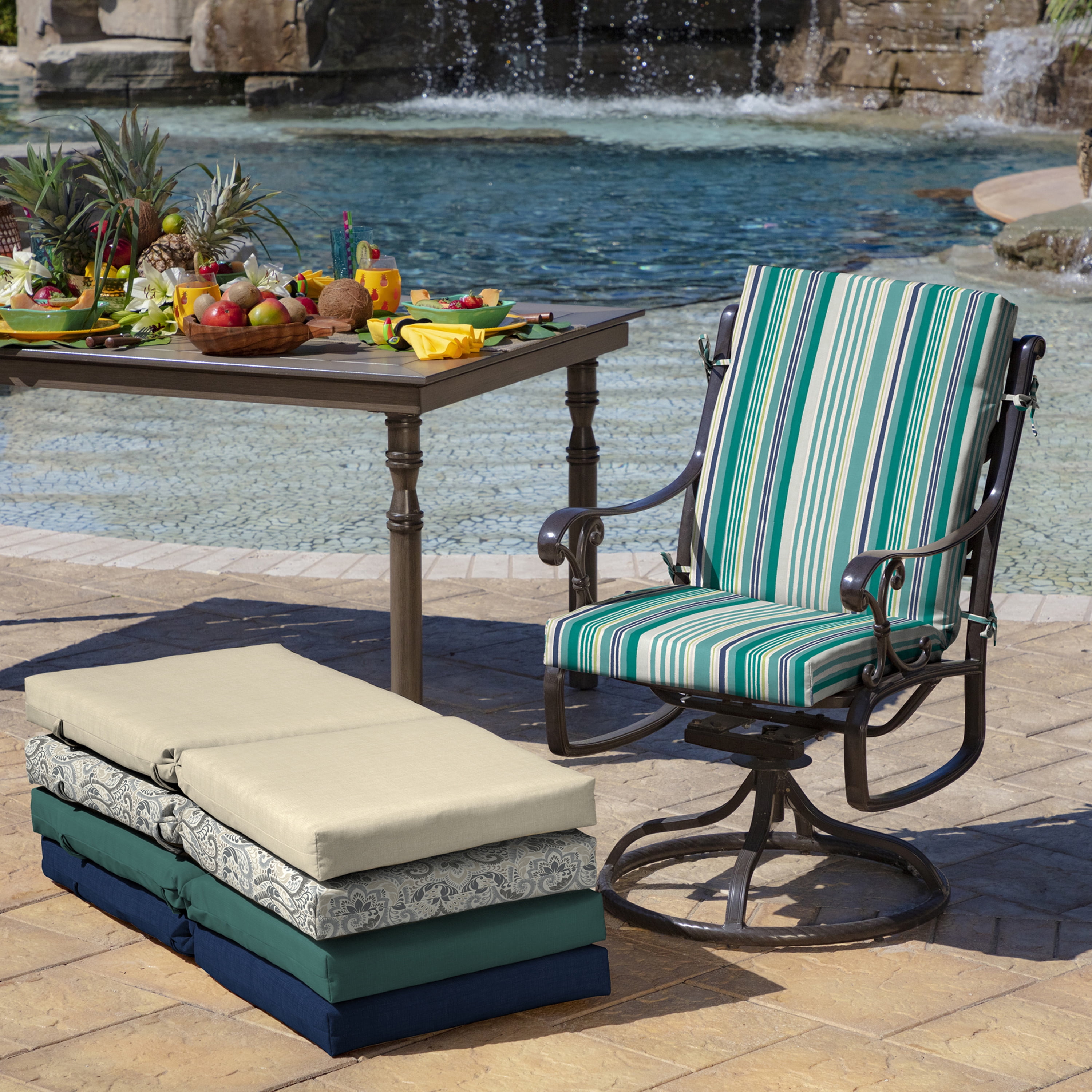 Arden Selections Outdoor Dining Chair Cushion 20 x 20 Teal Cobalt