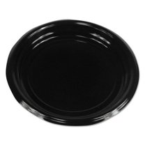 Hi-Impact Plastic Dinnerware, Plate, 9" Dia, Black, 500/carton | Bundle of 10 Cartons