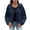Navy, variant on Women's 2025 Fall Winter Jackets Loose Drop Shoulder Long Sleeve Solid Color Casual Jacket