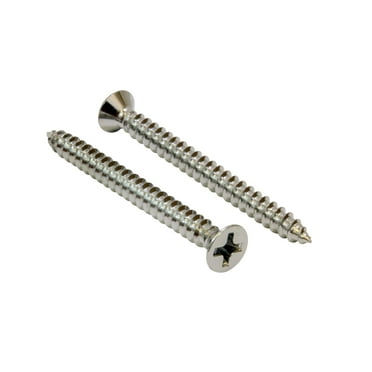 Bolt Dropper 6 X 1-1/2'' Chrome Coated Stainless Flat Head Phillips Wood Screw, (50 Pack), 18-8 (304) Corrosion Resistant