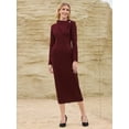 thumbnail image 2 of DARING DIVA Women's Elegant Pencil Dress Lapel V Neck Long Sleeve Dress XL Dark Red, 2 of 7