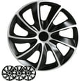 thumbnail image 1 of Wheel Cover Kit, 14 Inch Hubcaps Set of 4 Automotive Hub Caps with Universal Snap-On Retention Rings, 1-Tone ABS Plastic Silver Rim Covers for All Makes, Models (SG-5084-DP-15), 1 of 7