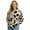 Beige and Black-Floral Cow Print, variant on Dragon Star Printed Sweatshirts for Women Long Sleeve Jackets V Neck Outwear Zip Up Sweatshirts with Pockets, 2XL