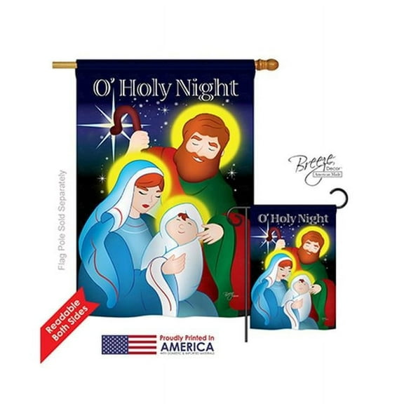 Breeze Decor 14077 Nativity O Holy Night 2-Sided Vertical Impression House Flag - 28 x 40 in.