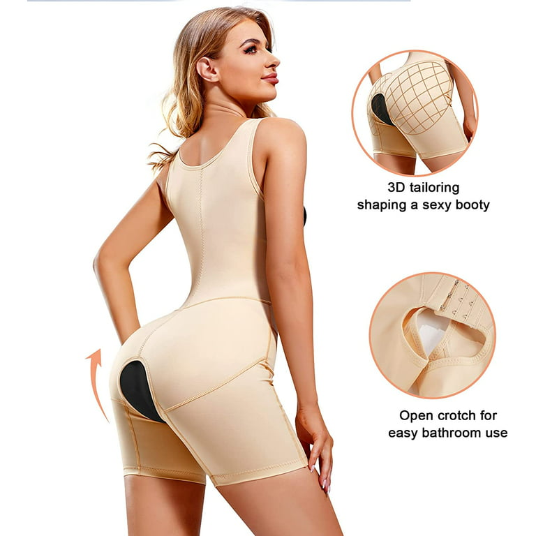 Gotoly Women Waist Trainer Mesh Bodysuit Tummy Control Shapewear Butt  Lifter Thigh Slimmer Full Body Shaper Open Bust(Beige Medium) 