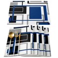 thumbnail image 2 of Abstract Geometry Squares Modern Art Blue Table Runner Home Wedding Table Mat Centerpieces Decoration Dining Long Tablecloth, 2 of 6