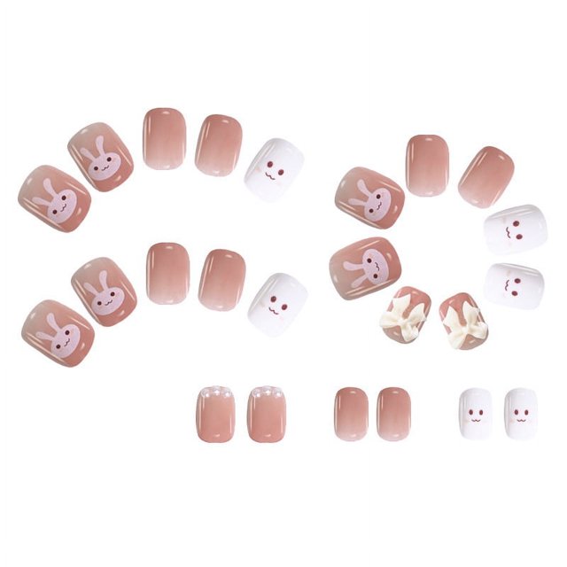 Color Press Nails Uñas postizas cortas Lindas puntas de uñas de cobertura total Uñas brillantes 24 piezas