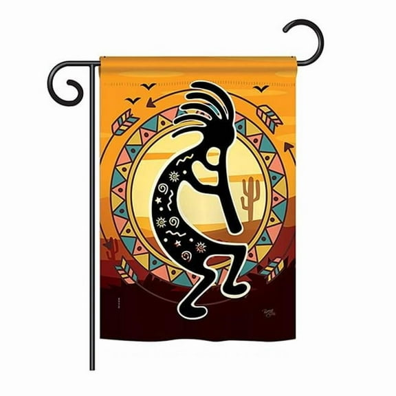 Breeze Decor BD-SW-H-115145-IP-BO-D-US18-BD  Kokopelli Playing Flute Country & Primitive Southwest Impressions Decorative Vertical 28 x 40 in. Double Sided House Flag