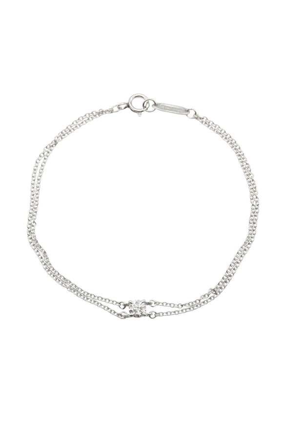 Pre-Owned Tiffany & Co. Solitaire Diamond Bracelet in Pt950 Platinum with Diamonds, Women's,...