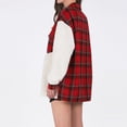 thumbnail image 4 of Women'S Flannel Button Down Fleece Jacket Fall Fuzzy Lapel Long Sleeves Plaid Blouse Jacket Winter Light Coats Big Red S, 4 of 8