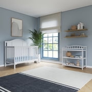 Child Craft Arch Top Changing Table with Pad & Safety Strap, 2 Storage Shelves, Anti-Tip Kit, Matte White