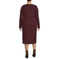 thumbnail image 3 of Terra & Sky Women's Plus Size V-Neck Sweater Dress, 3 of 5