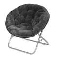 thumbnail image 1 of Urban Shop Faux Fur Saucer Chair with Metal Frame, One Size, Black, 1 of 5