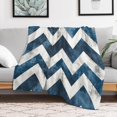 thumbnail image 4 of Blue And White Chevron Throw Blanket for Couch Bed Living Room 60"x80" Zig Zag Velvet Flannel Blanket Fun Comfy Cozy Gifts for Boys Girls Flannel Throw Blanket, 4 of 8