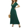 thumbnail image 5 of Aiyino Women's Casual Short Sleeve Deep V Maxi Dress Loose Long Dresses with Pockets,L Dark Green, 5 of 7