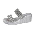 thumbnail image 3 of Msgweeeg Women Sandals Shoes Women's Fashionable Casual Spring and Summer Versatile Beach Wedge Solid Color Peep-Toe Open-Toe Slippers for Wedding & Party, 3 of 10