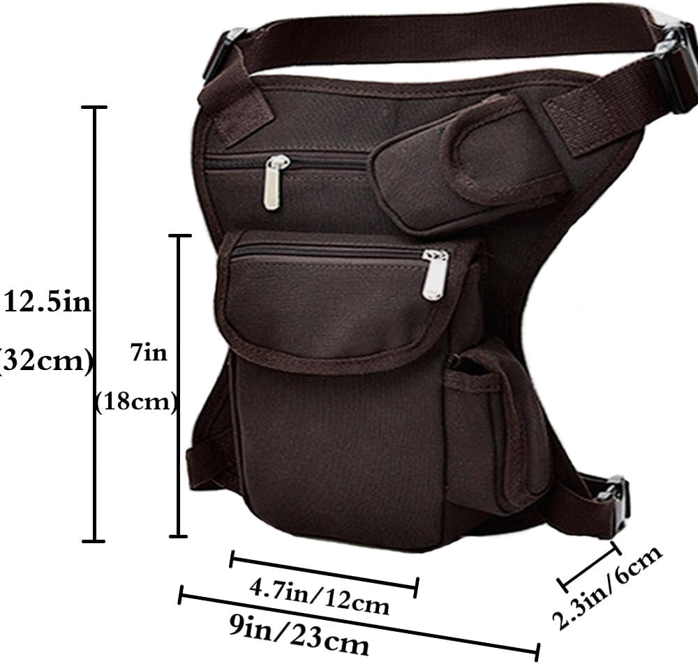 Small Multi-Purpose Drop Waist Leg Bag Canvas Utility Tactical Hip Molle Pack Sport Camping Hiking Motorcycle Racing Thigh Pouch Coffee