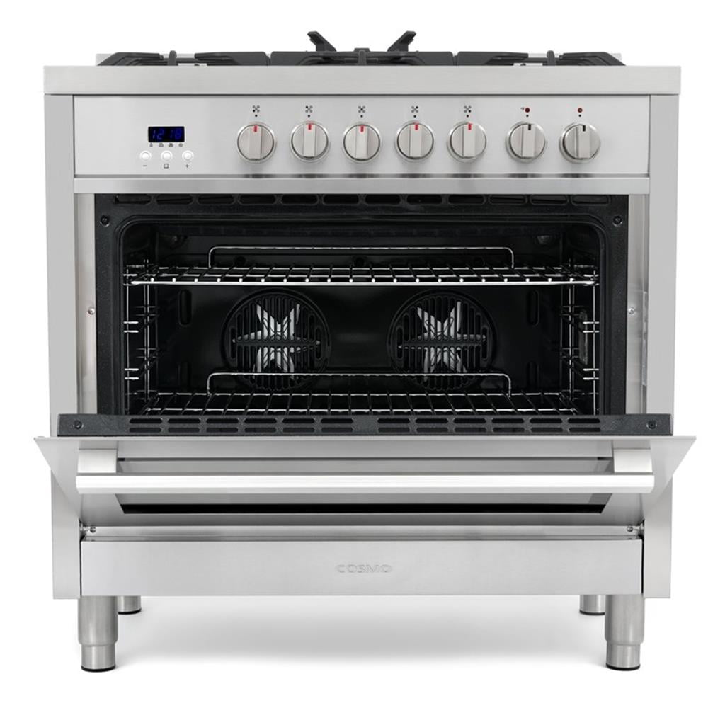 Pemberly Row 36 in. Stainless Steel Dual Fuel Range with Convection Oven