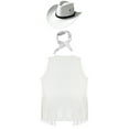 thumbnail image 4 of CHICTRY Men Western Cowboys 3 Pcs Outfit Tassel Waistcoat Wild Hat with Bandanna White M, 4 of 5
